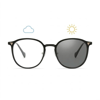 Lunettes Photochromiques - Cercle Noir Branches Or Fin