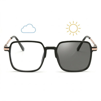 Lunettes Photochromiques - Monture Mixte Carré Noir Rose Gold
