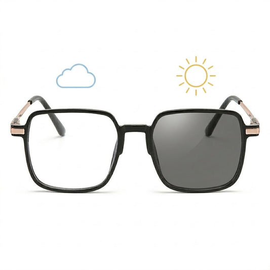 Lunettes Photochromiques - Monture Mixte Carré Noir Rose Gold