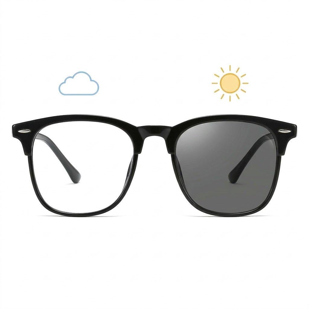 Lunettes Photochromiques – Monture Noire Carrée Look Moderne