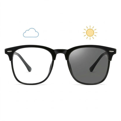 Lunettes Photochromiques – Monture Noire Carrée Look Moderne