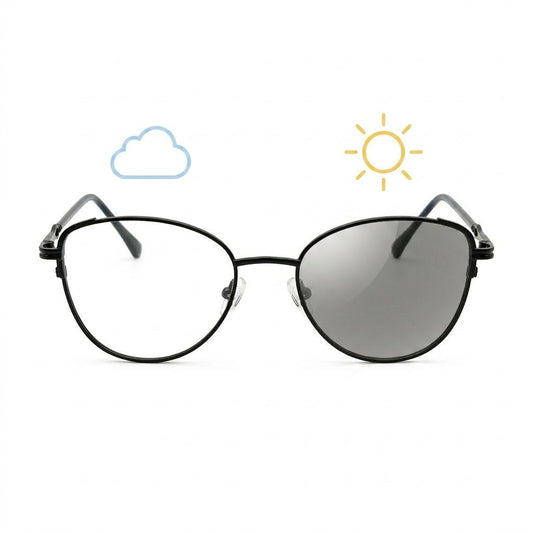 Lunettes photochromiques cat eye métal fin noir pour femme – Amzi Optique Dakar