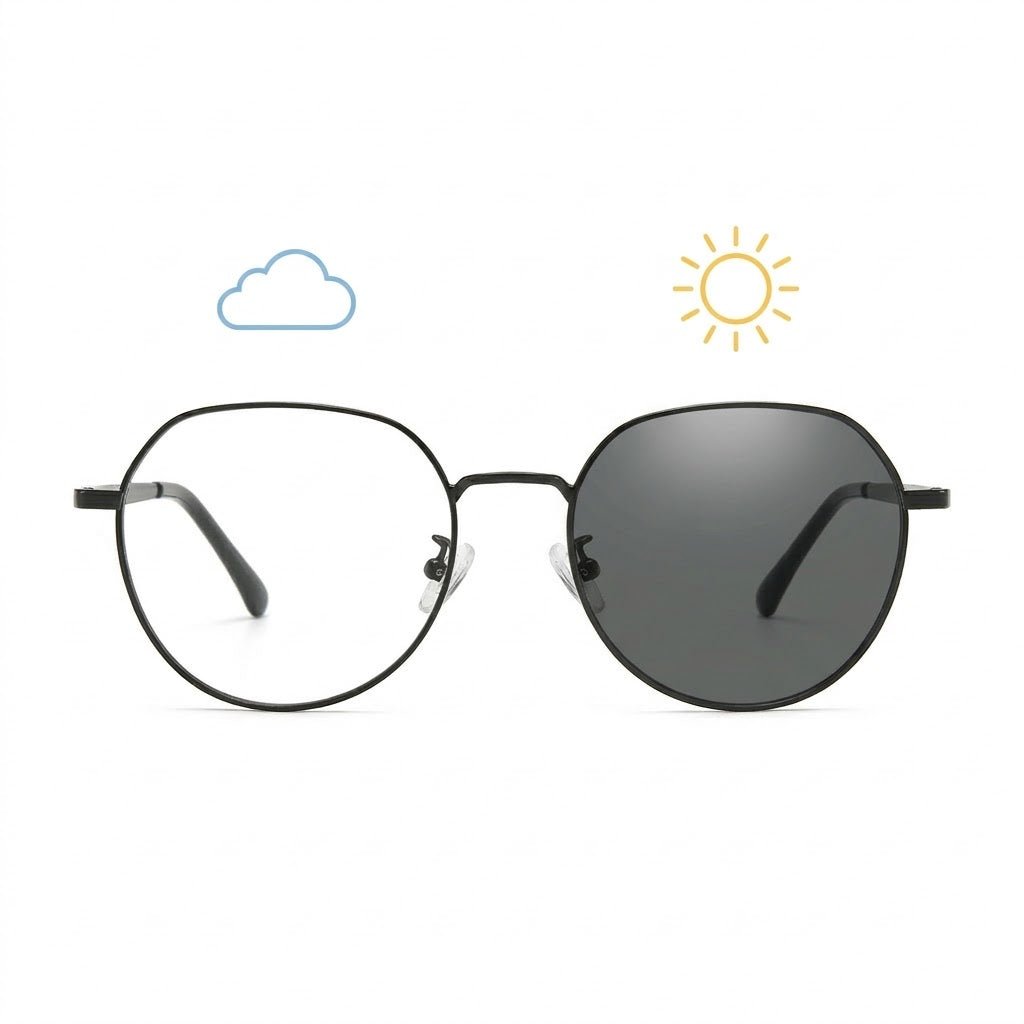 Lunettes Photochromiques – Teinte Automatique - Rond Noir Minimaliste