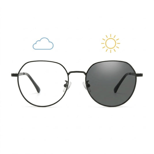 Lunettes Photochromiques – Teinte Automatique - Rond Noir Minimaliste
