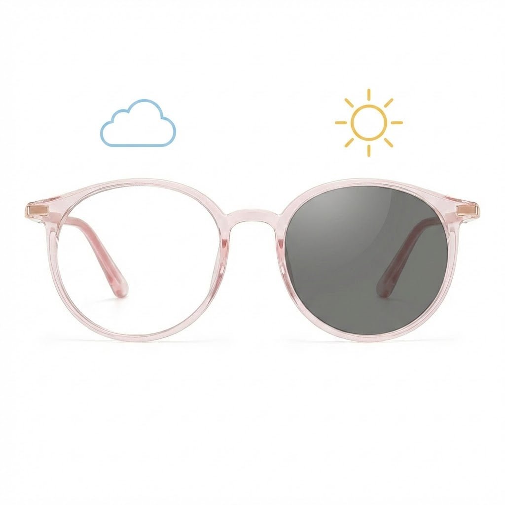 Lunettes photochromiques roses modernes pour femme – Amzi Optique Dakar