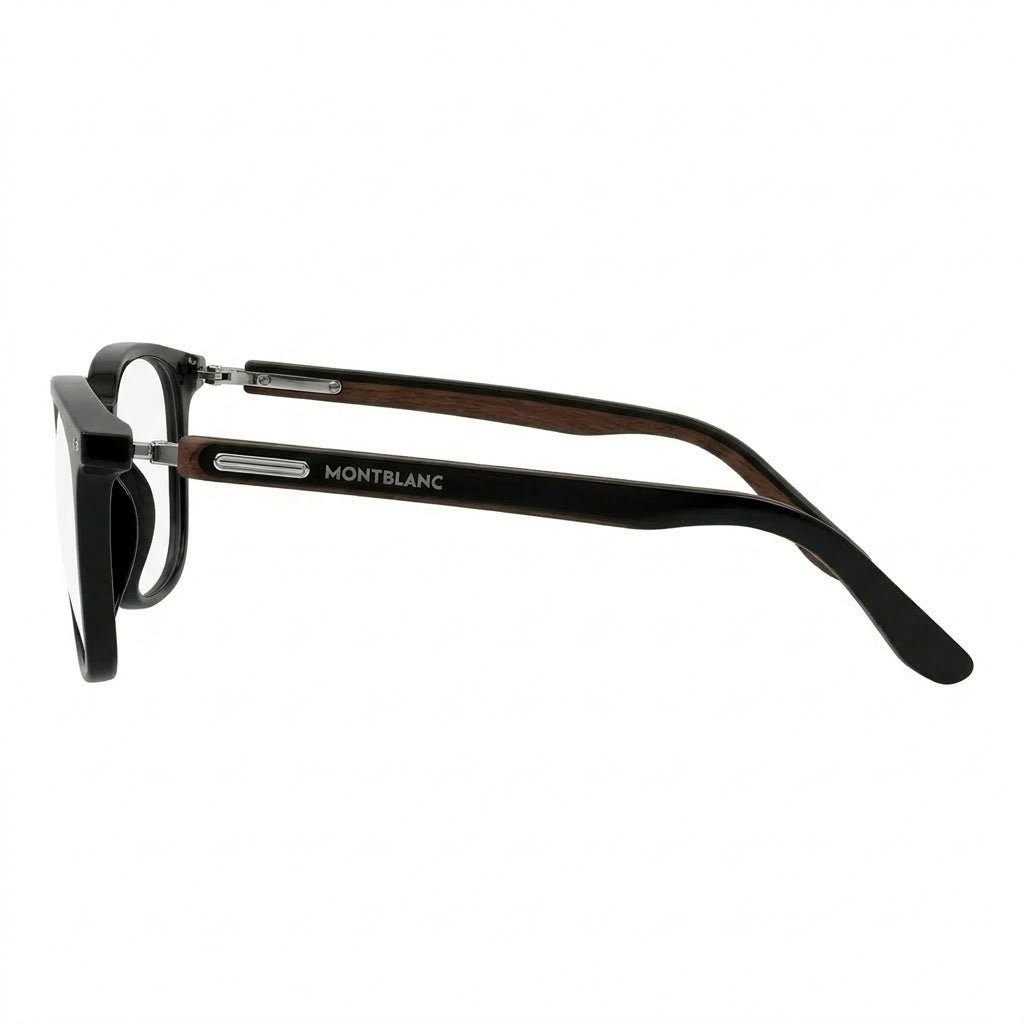 Lunettes Photogray Anti-Reflet Montblanc – Carré Noir Brillant Branches Bois Naturel