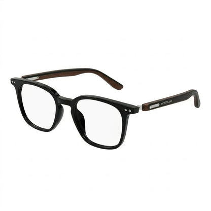 Lunettes Photogray Anti-Reflet Montblanc – Carré Noir Brillant Branches Bois Naturel