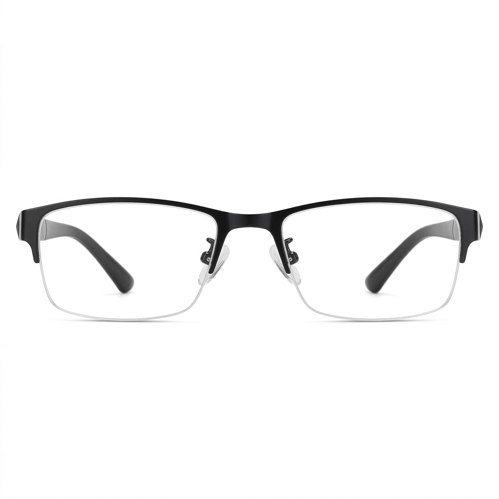 Lunettes Photogray Anti-Reflet – Monture Demi-Cerclée Noire Style Bureau