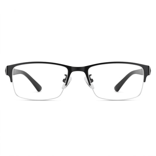 Lunettes Photogray Anti-Reflet – Monture Demi-Cerclée Noire Style Bureau