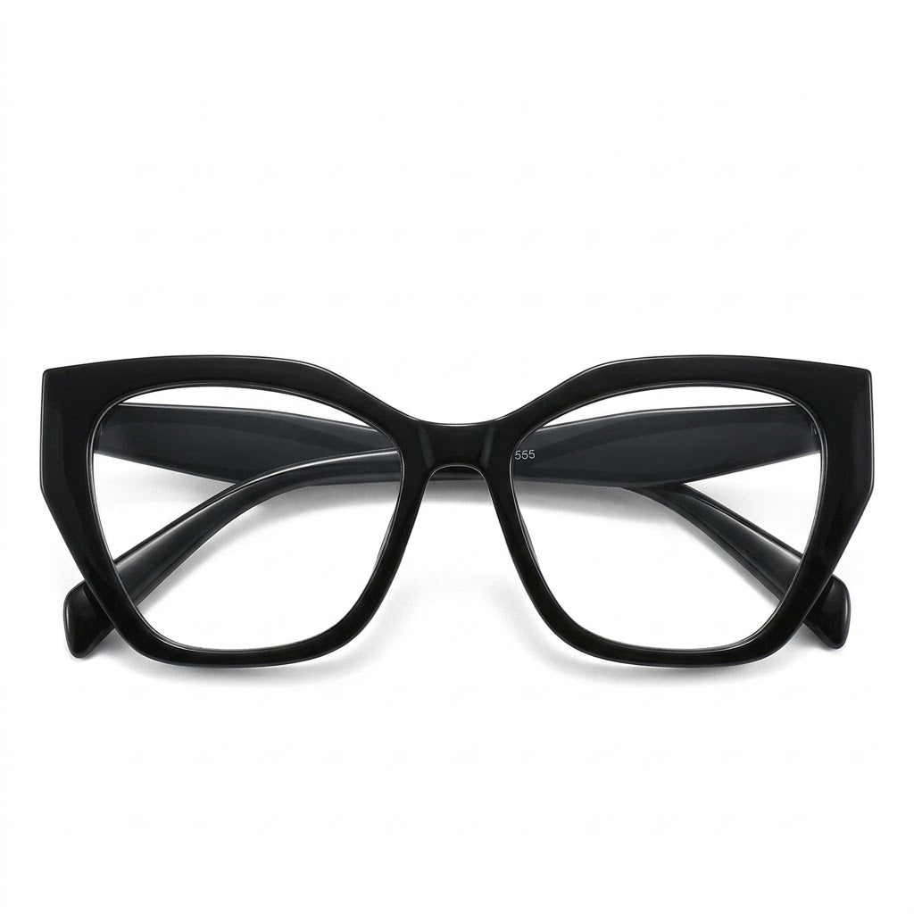 Lunettes Photogray Anti-Reflet – Monture Œil de Chat Noire Brillante Élégante