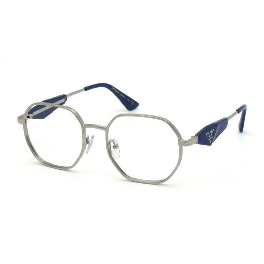 Lunettes Photogray Anti-Reflet Prada – Octogonale en métal argenté avec branches bleues