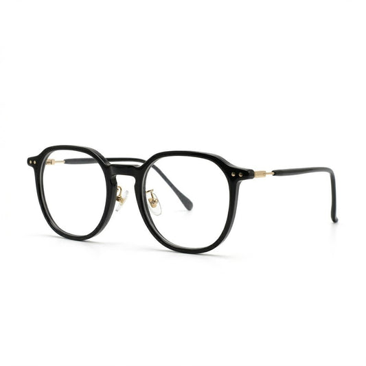 Lunettes photogray rondes polygonales noires et dorées – Amzi Optique Dakar