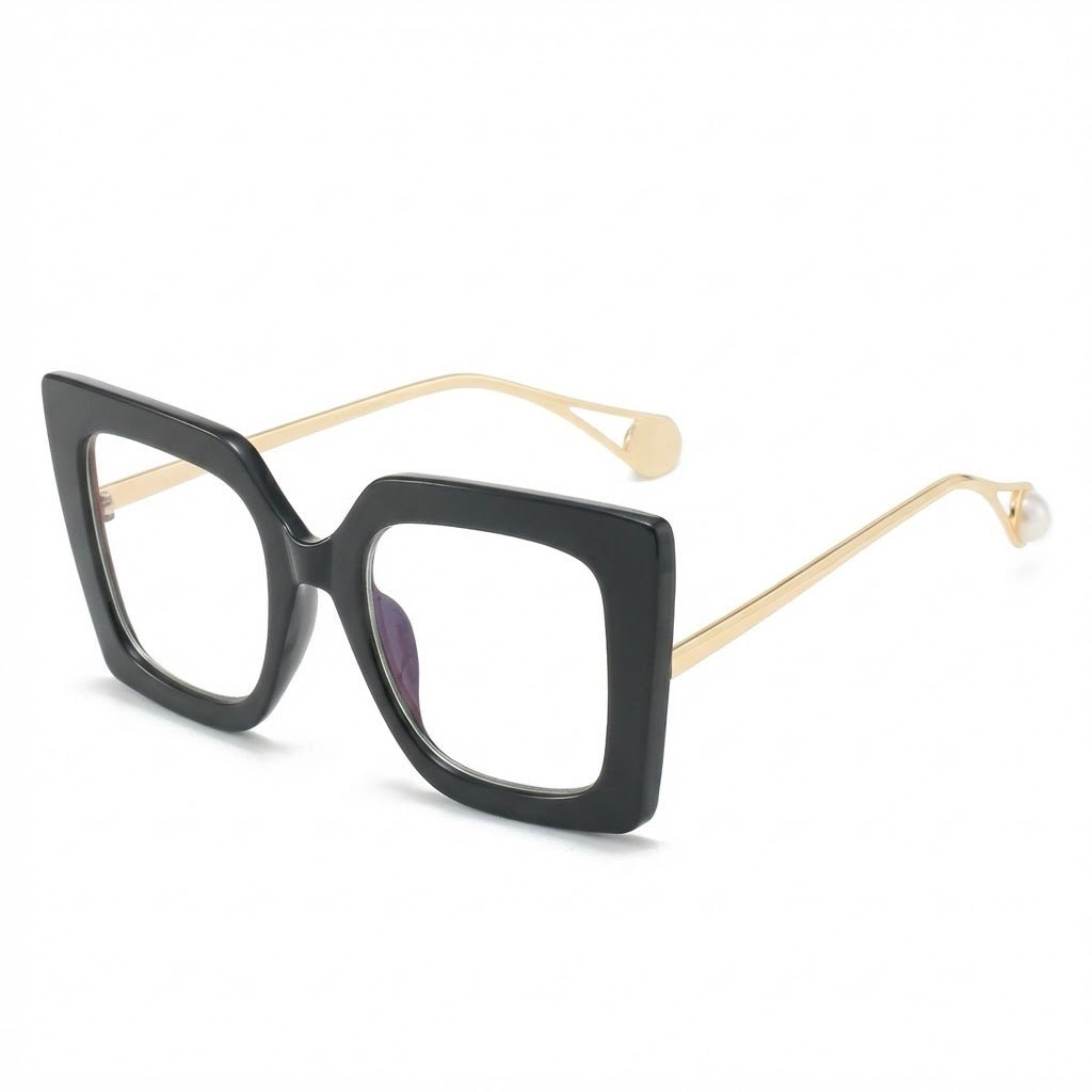Lunettes Anti-Reflet Photogray – Monture Oversize Carrée Noir & Gold