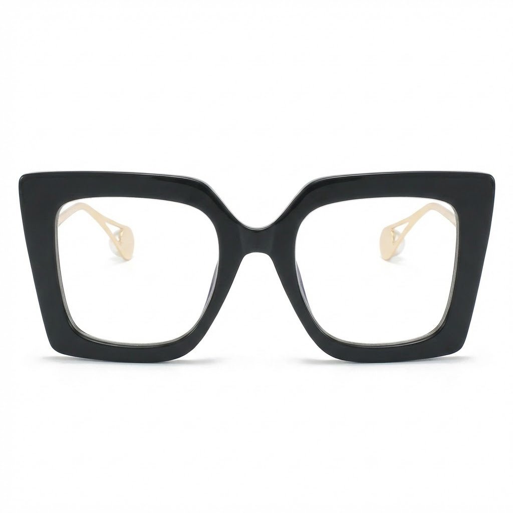 Lunettes Anti-Reflet Photogray – Monture Oversize Carrée Noir & Gold