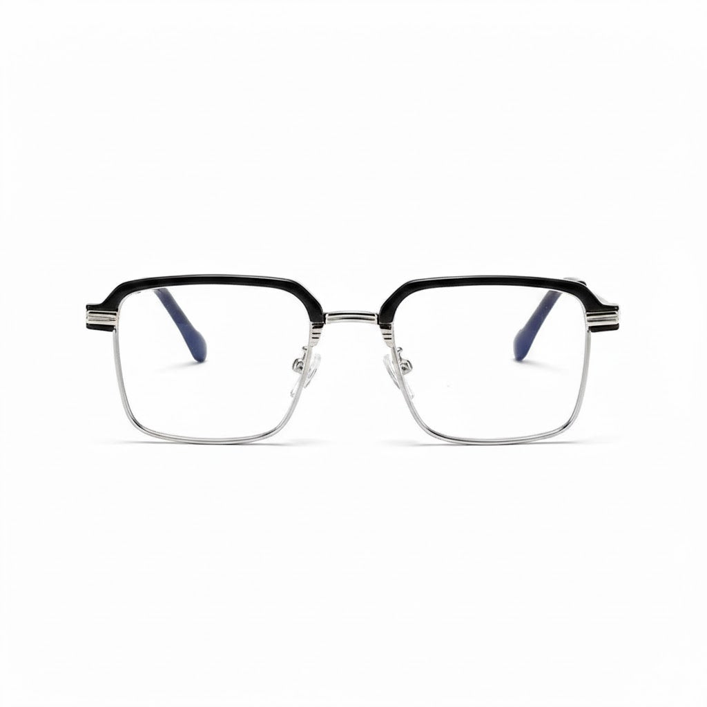 Lunettes Anti-Reflet Photogray – Monture Carrée Noir et Argent