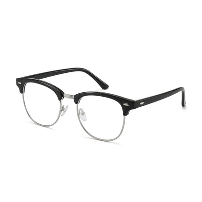 Lunettes Photogray Anti-Reflet – Monture Ronde Demi-Cerclée Noir Raffiné