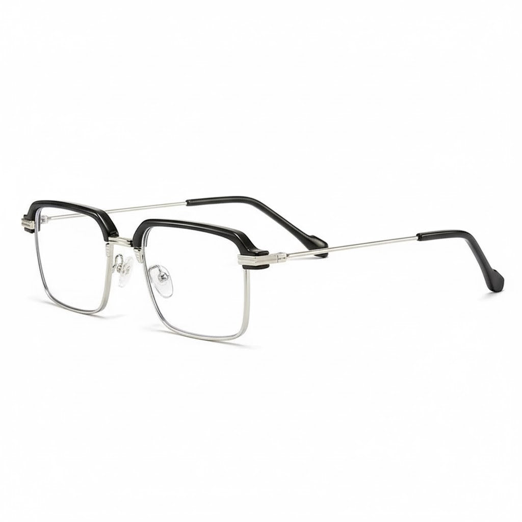 Lunettes Anti-Reflet Photogray – Monture Carrée Noir et Argent
