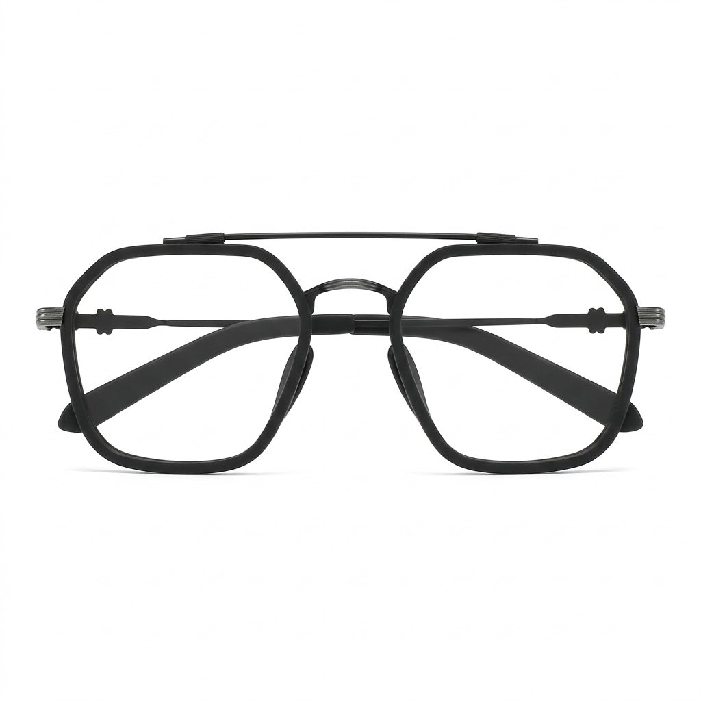 Lunettes Photogray Anti-Reflet – Monture Carrée Aviateur Noir Style Urbain